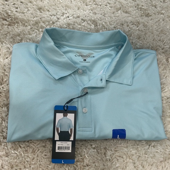 LARGE BLUE TOPAZ CYPRESS CLUB 3 BUTTON COLLARD DRESS SHIRT FOR MEN - Picture 6 of 8